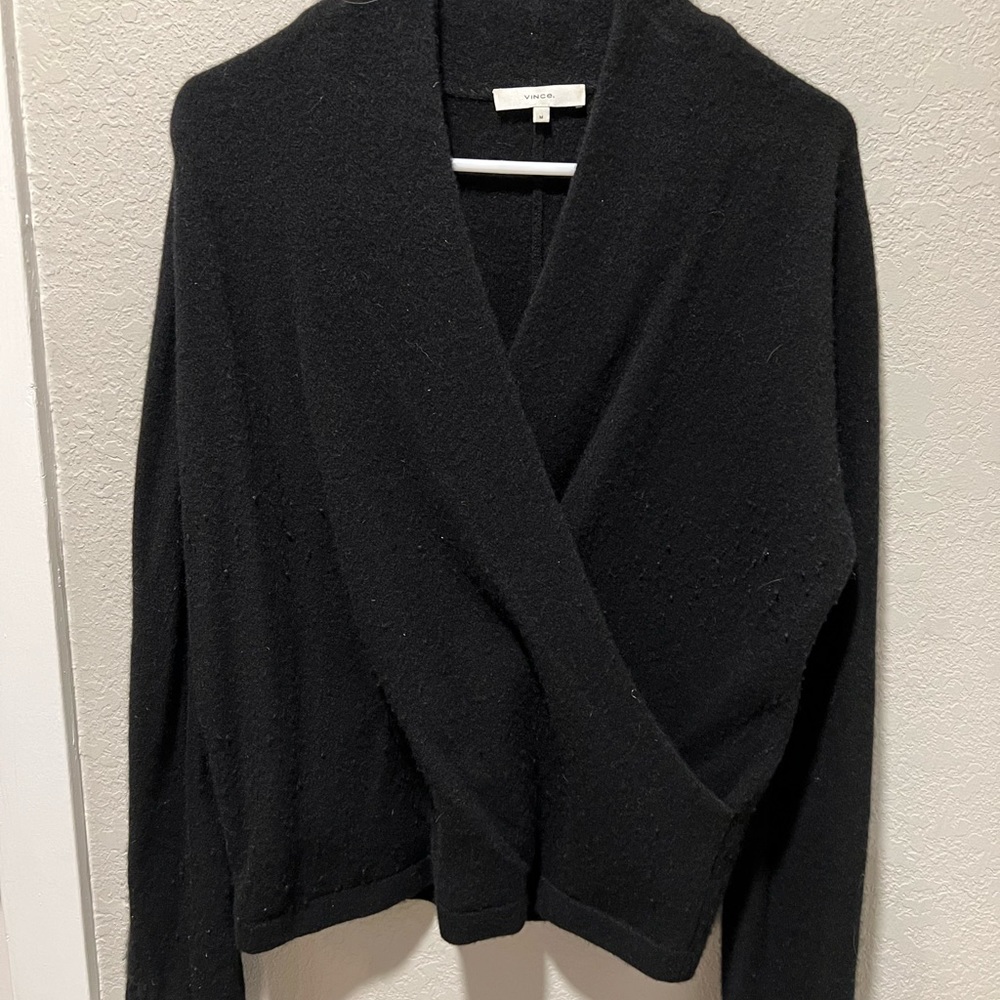 Vince Cashmere Cross-Front Pullover Sweater